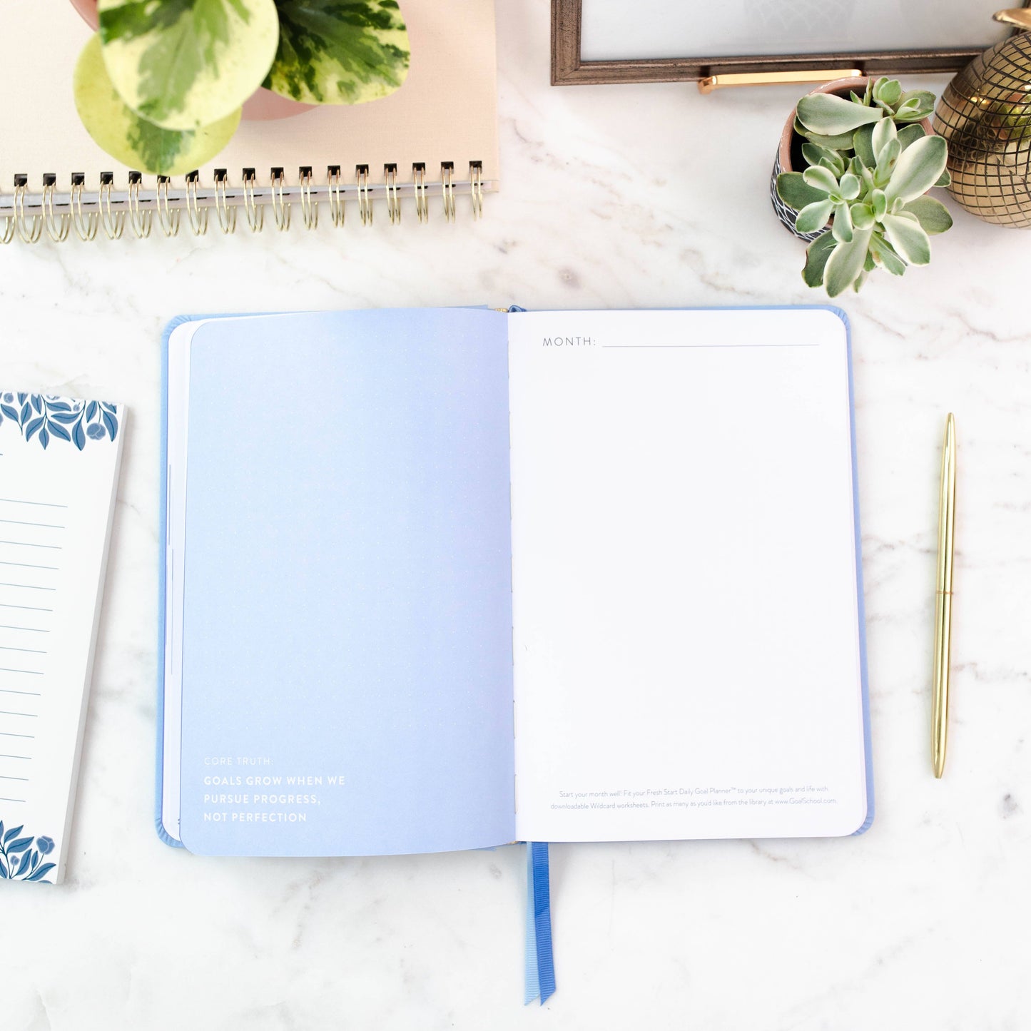 Fresh Start Daily Goal Planner | Hydrangea Casebound