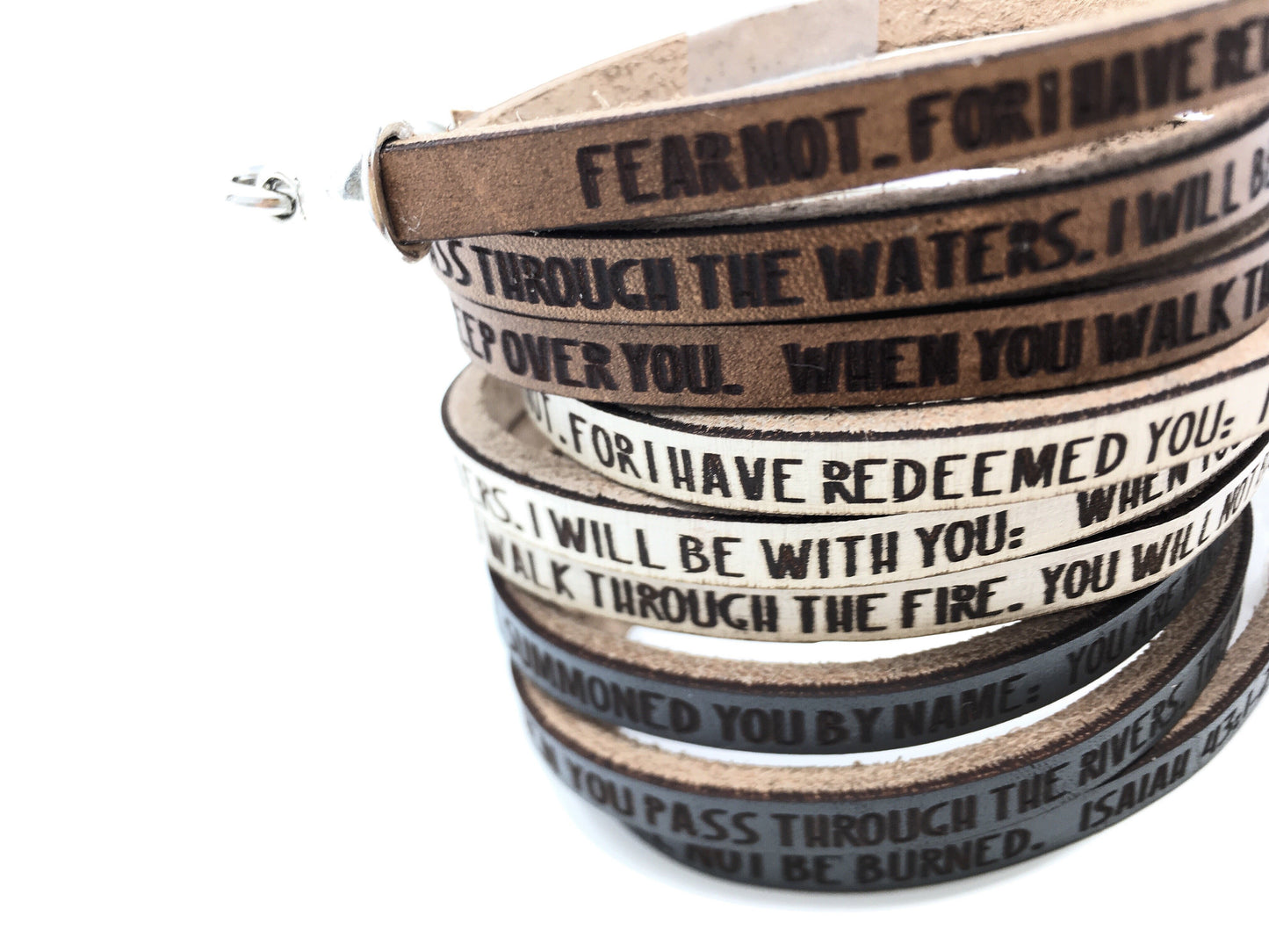 Isaiah 43:1-2 Leather triple wrap bracelet