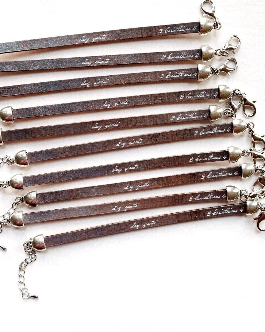 Slay Giants / 2 Corinthians 4 / single leather bracelet