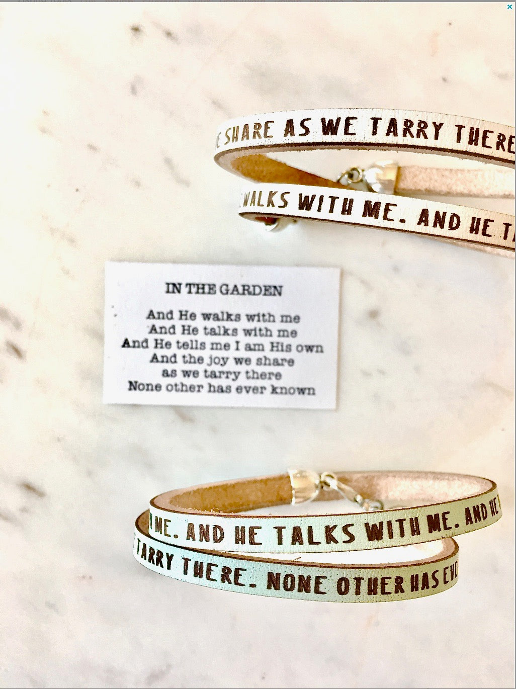 In the Garden...Daily Reminder Leather wrap bracelet