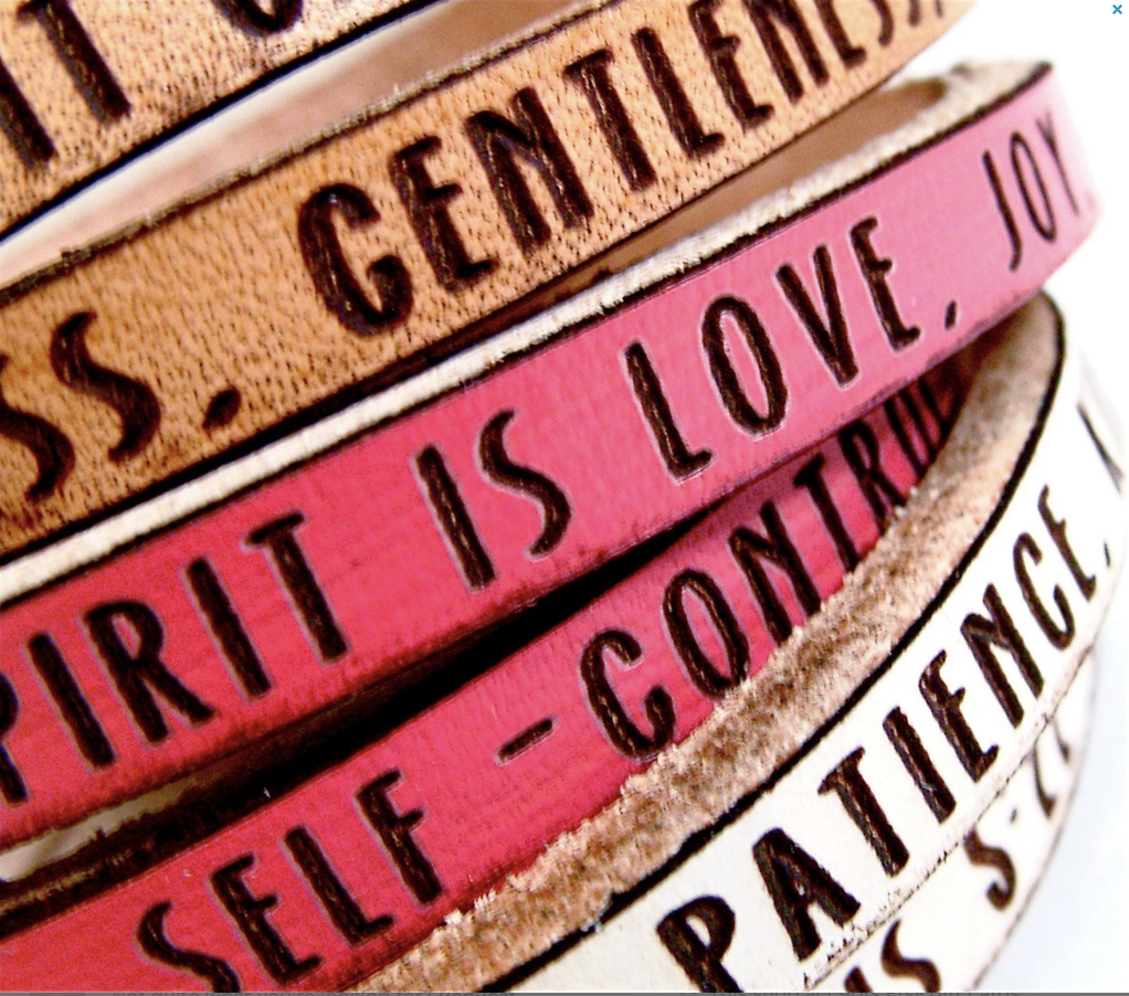 Galatians 5:22-23...Daily Reminder Leather wrap bracelet