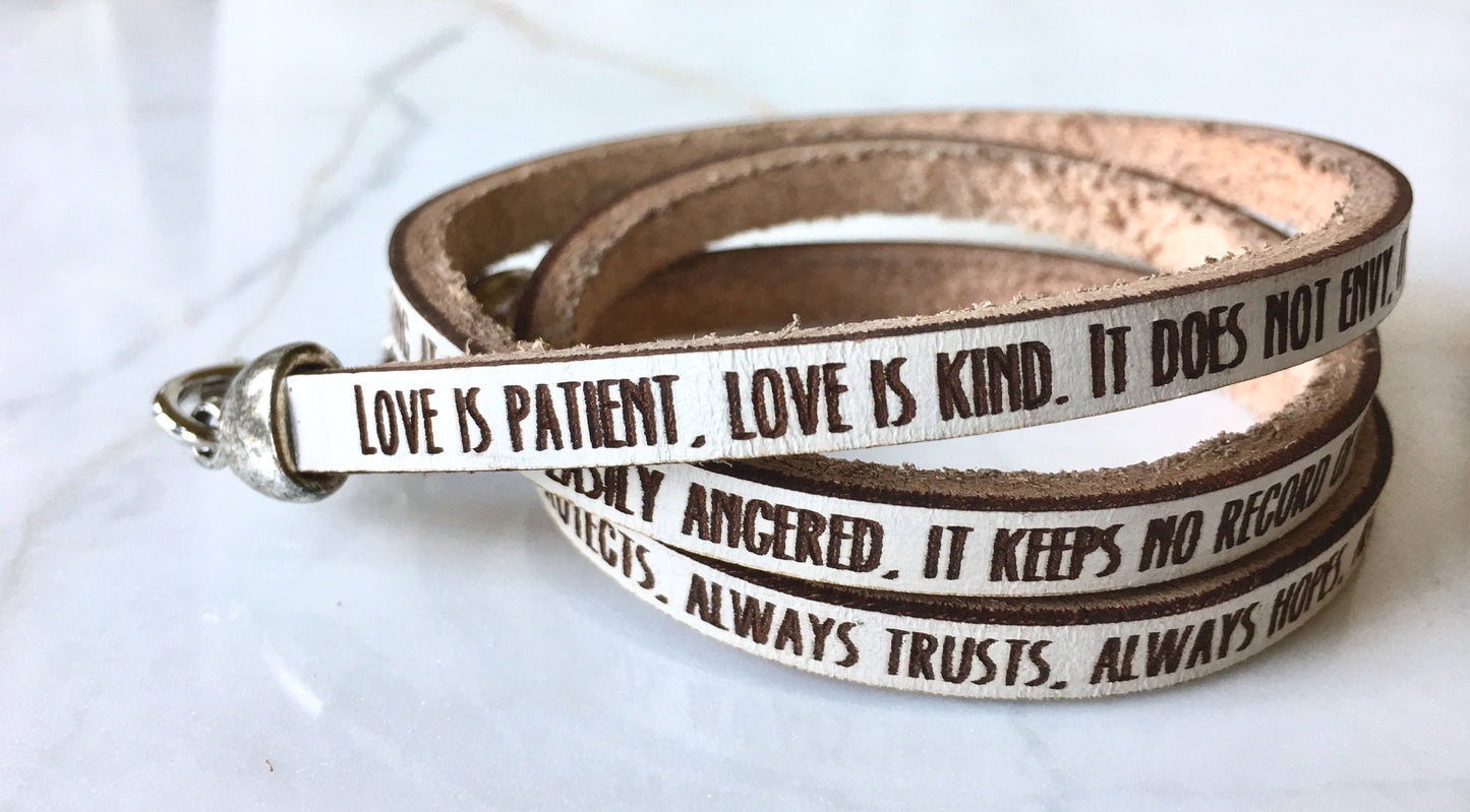 Love is... 1 Corinthians 13:4-8 wrap bracelet