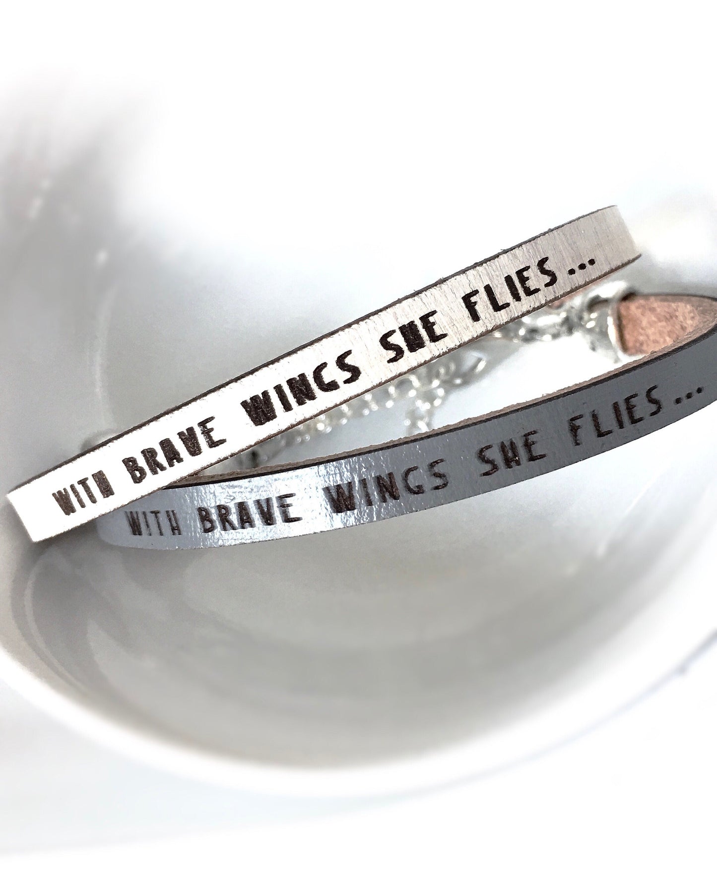 with brave wings she flies... Leather Bracelet