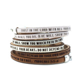 Trust in the Lord with all your heart...Proverbs 3:5-6  Leather Bracelet. Christian Gift for Her, Religious Jewelry for Women. Christian Gift Jewelry