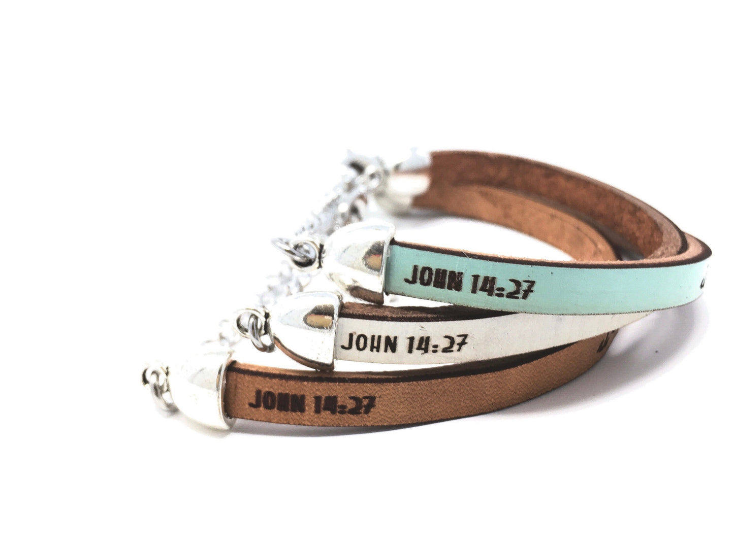 it is well - John 14:27 Leather Bracelet