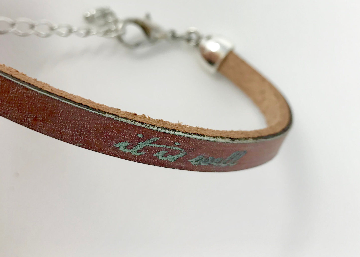 It is Well : Brown and Silver Leather Bracelet
