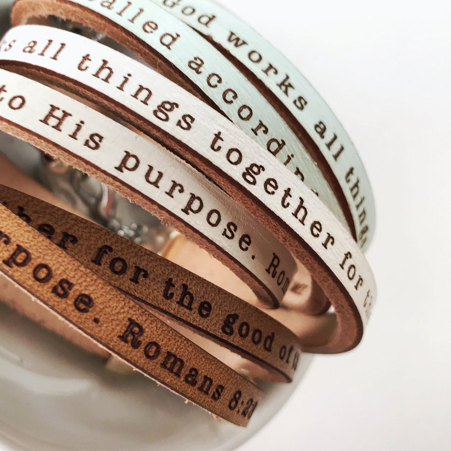 all things work together for good... Romans 8:28 leather bracelet