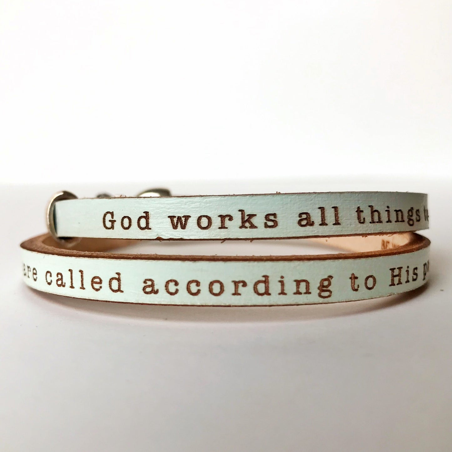 all things work together for good... Romans 8:28 leather bracelet
