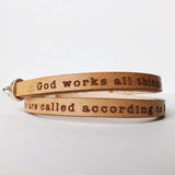 all things work together for good... Romans 8:28  leather bracelet