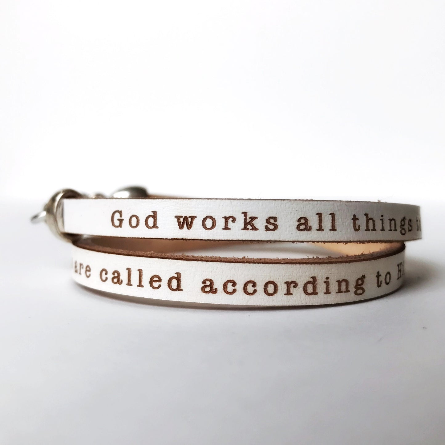 Romans 8:28 Double Wrap Leather Bracelet