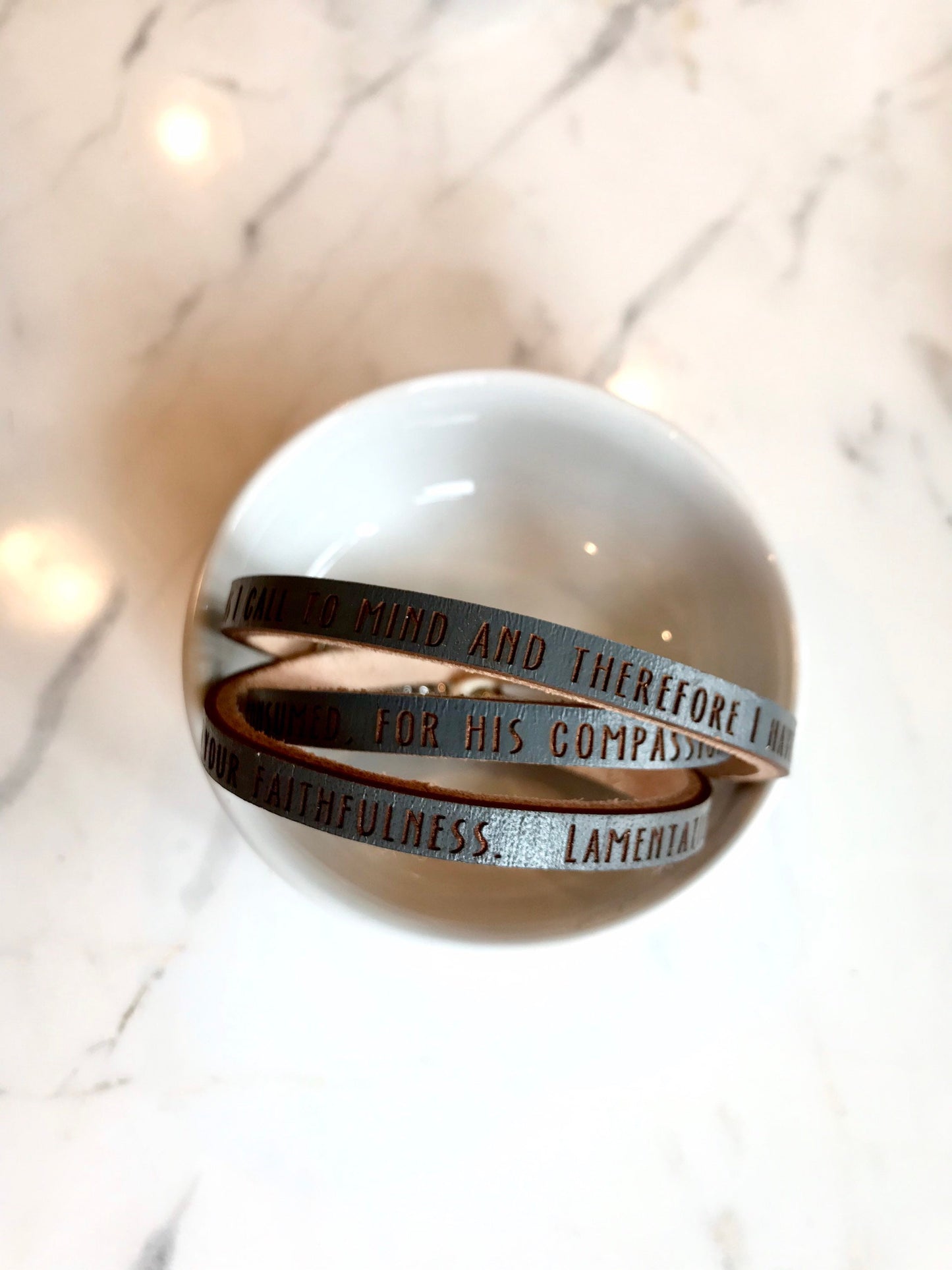 Lamentations 3:21-23 Triple Wrap Leather Bracelet