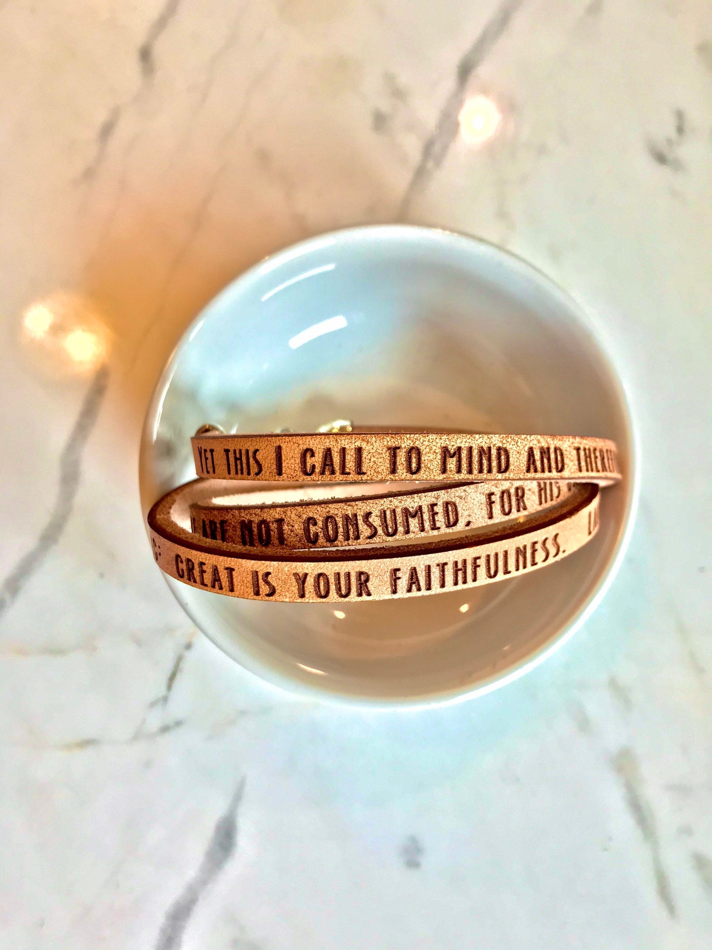 Lamentations 3:21-23 Triple Wrap Leather Bracelet