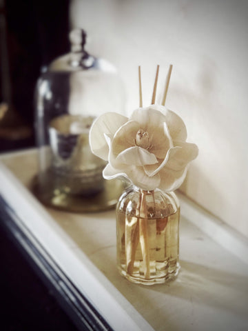 Scalloped Bottle Reed Diffuser with Magnolia or Peony