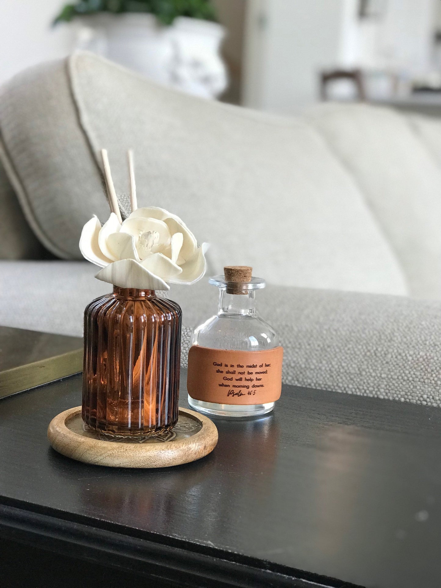 Amber Reed Diffuser with Magnolia or Peony flower