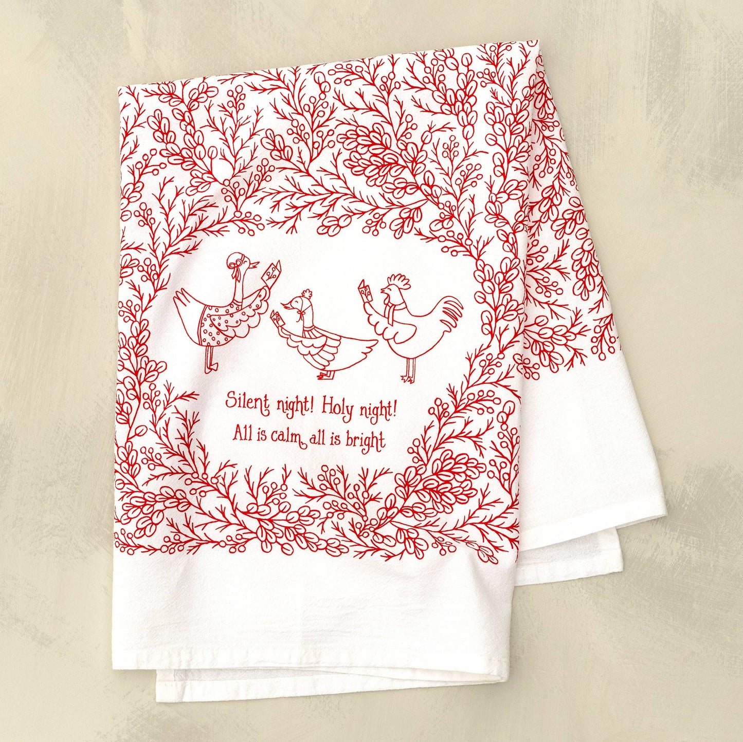 Silent Night Christmas Hymn Tea Towel