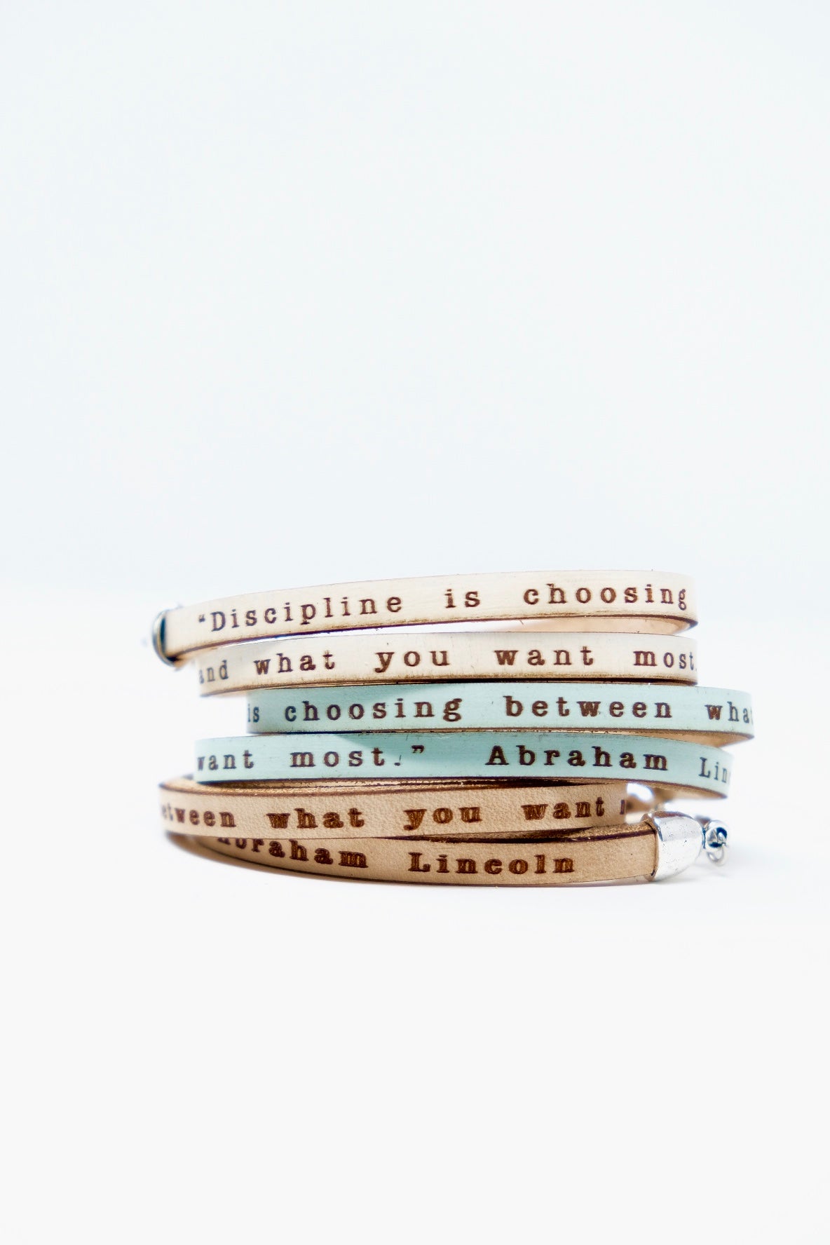 Discipline is... Abraham Lincoln quote leather double wrap bracelet