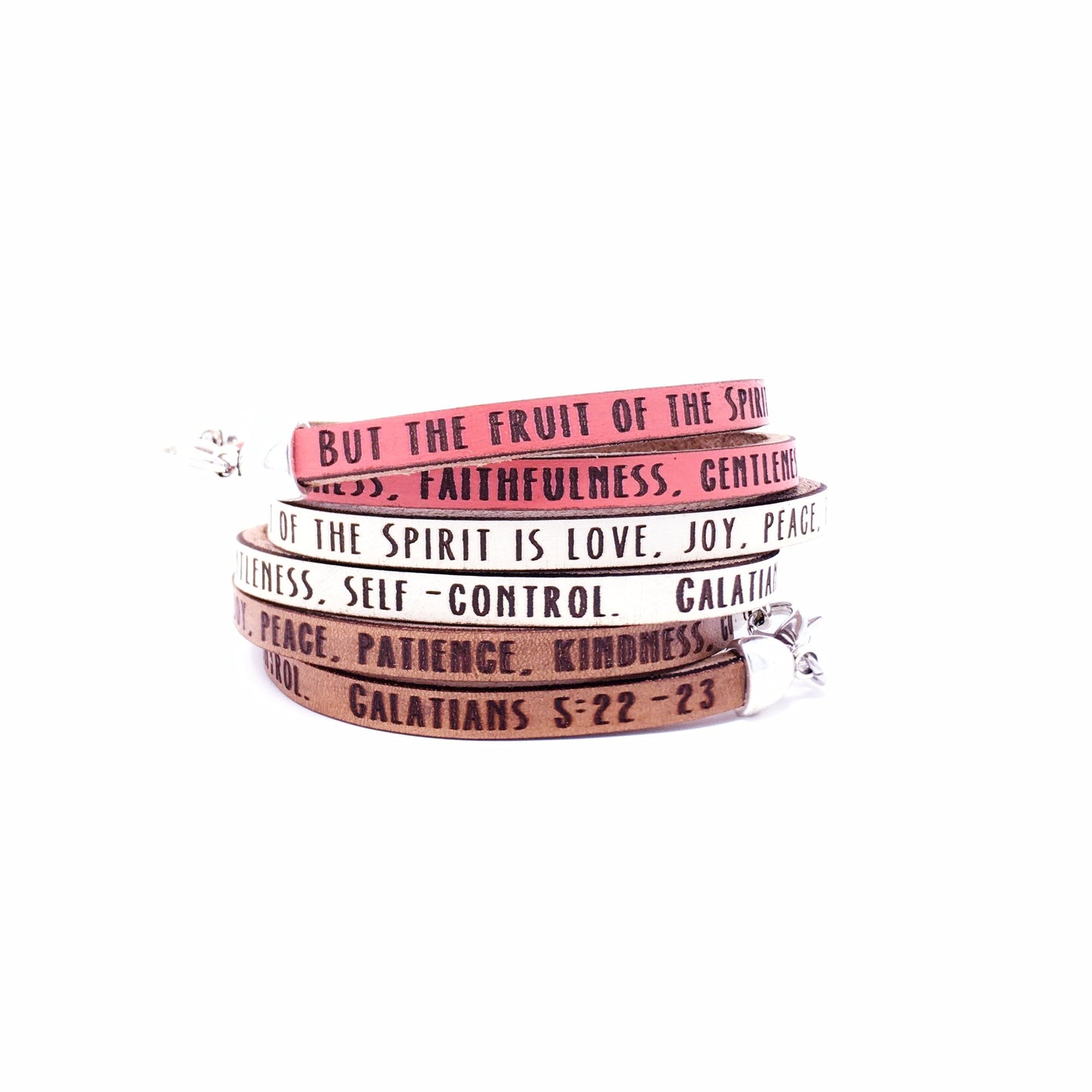 Galatians 5:22-23...Daily Reminder Leather wrap bracelet