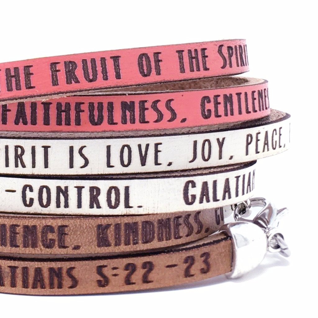 Galatians 5:22-23...Daily Reminder Leather wrap bracelet