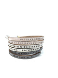 Proverbs 31:25...Daily Reminder Leather wrap bracelet