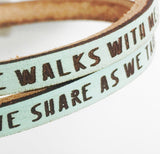 In the Garden...Daily Reminder Leather wrap bracelet
