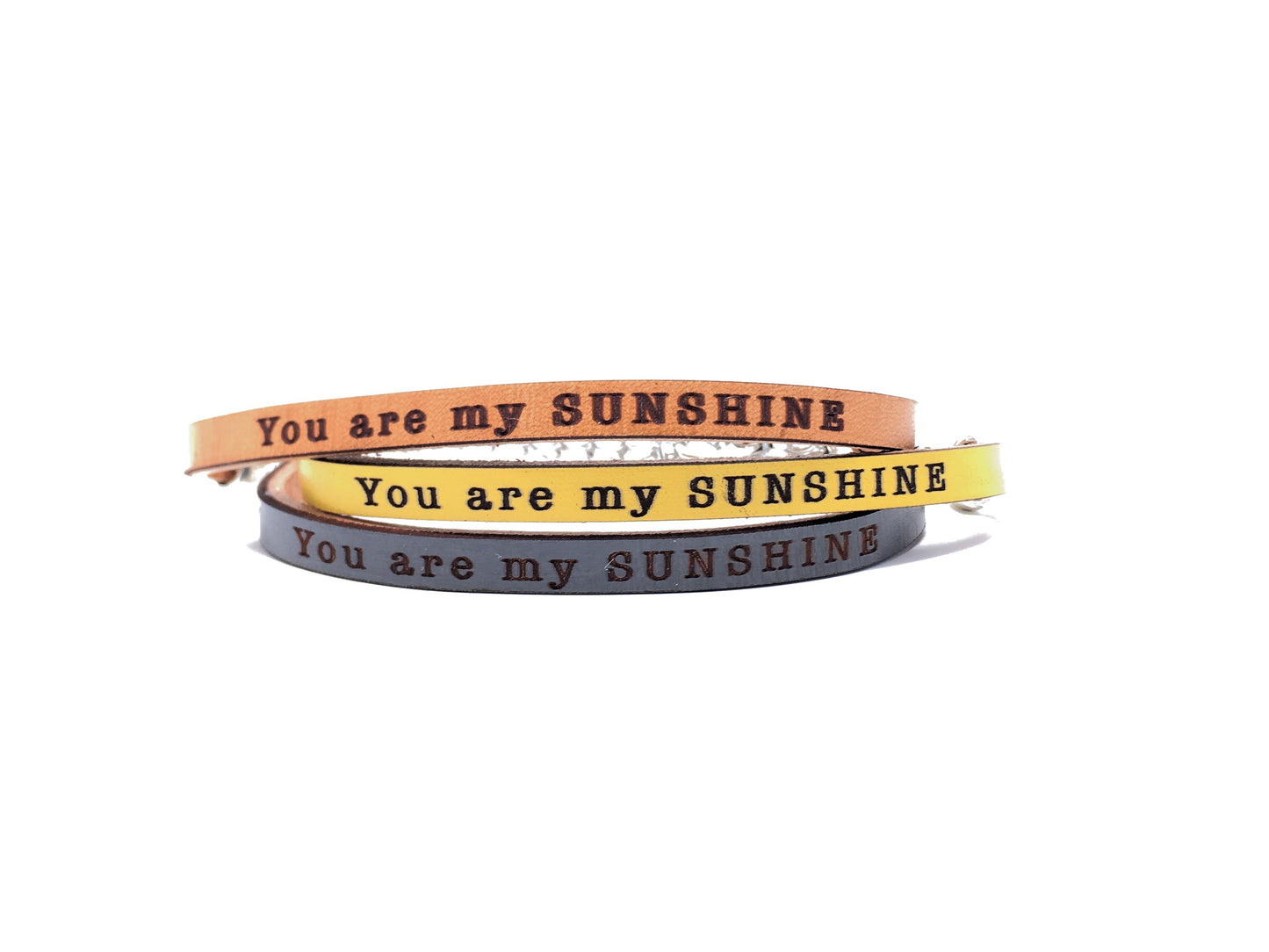 you are my SUNSHINE/ my ONLY sunshine... engraved leather bracelet