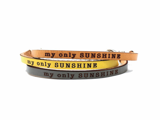 my ONLY sunshine... engraved leather bracelet