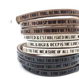 Ephesians 3:17-19...Daily Reminder Leather triple wrap bracelet