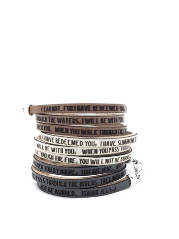 Isaiah 43:1-2 Leather triple wrap bracelet