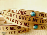 Jesus Loves Me... Daily Reminder Leather wrap bracelet