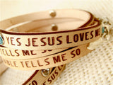 Jesus Loves Me... Daily Reminder Leather wrap bracelet