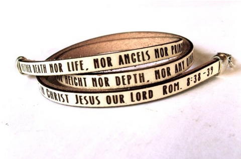 Neither death nor life.... Romans 8:38-39 Daily Reminder leather triple wrap bracelet