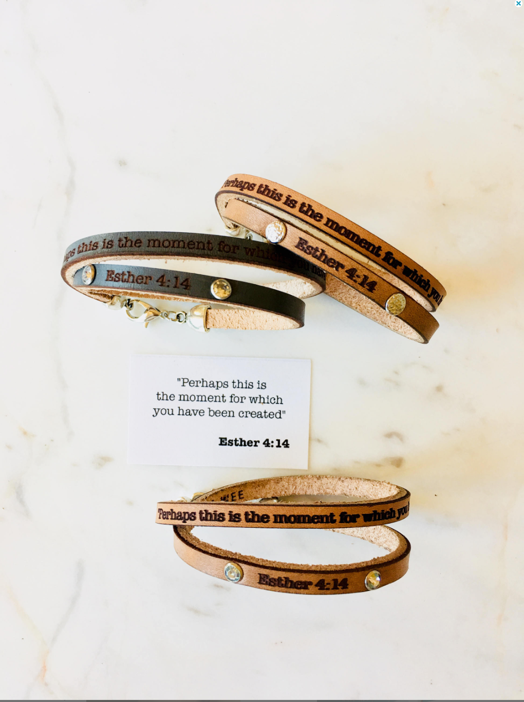 Perhaps this is the moment... Esther 4:14 leather wrap bracelet