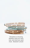 Discipline is... Abraham Lincoln quote leather double wrap bracelet
