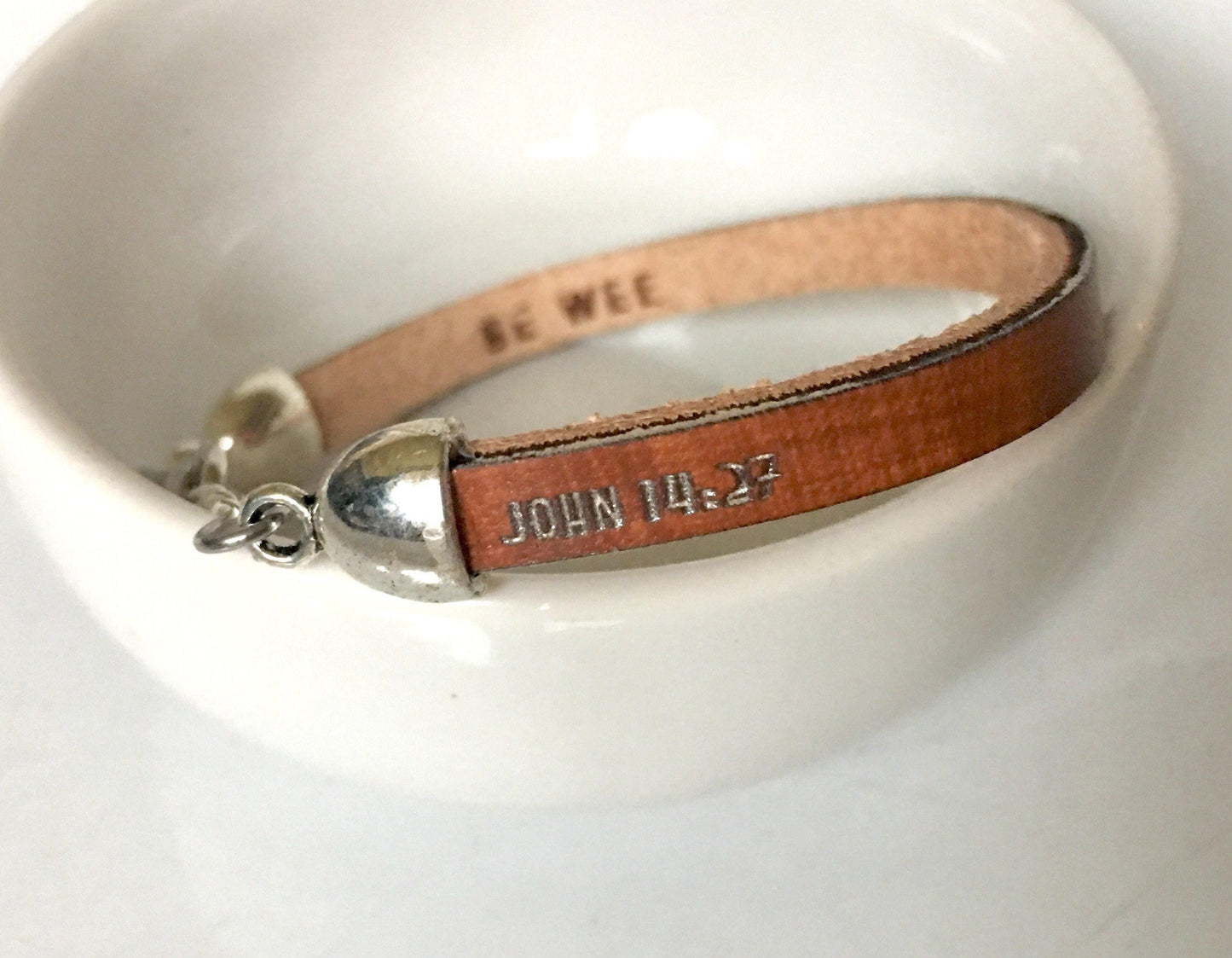 It is Well : Brown and Silver Leather Bracelet