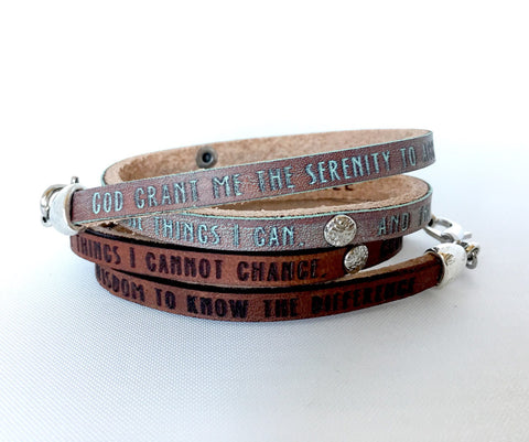 Serenity Prayer Daily Reminder Leather Wrap Bracelet Gift Women Encouraging Religious Christian Jewelry Gift for Her Women Al Anon Jewelry