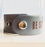 Be Still and Know... Natural Men's Daily Reminder Leather Cuff