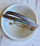 It is Well : Brown and Silver Leather Bracelet