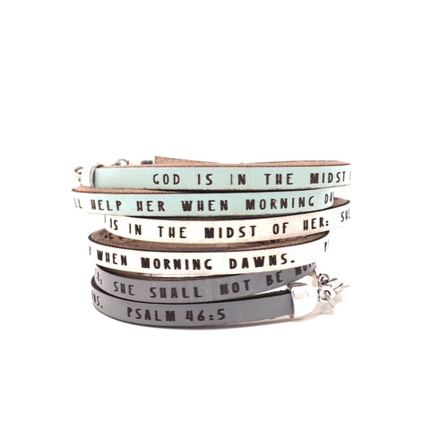 God is in the midst of her... Psalm 46:5 Daily Reminder Leather Wrap Bracelet Gift for Her Women Encouraging Religious Christian Jewelry