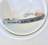 with brave wings she flies... Leather Bracelet