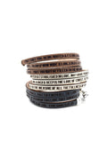 Rooted and established in love...Christian Leather Triple Wrap Prayer Bracelet. Ephesians 3:17-19 Bible Jewelry. Religious Gift for Women.