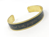 Great is thy faithfulness, Oh God my Father! Brass or Stainless Steel Metal frame & Leather Cuff Bracelet, Gift for her women Christian gift