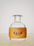 IT IS WELL Aroma Oil Diffuser. Apothecary Jar with Leather Label