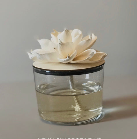 Flower diffuser with Bamboo and Glass Cup. 12 Non Toxic Scent Choices. Modern Farmhouse Decor. Housewarming present, Christian Gift for her