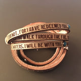 I have redeemed you... Isaiah 43: 1-2 Leather Triple Wrap Bracelet Gift Women Her Mom Religious Christian Jewelry Grief Bible Verse Gifts