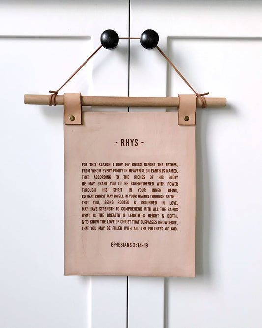 Ephesians 3 Leather Wall Hanging